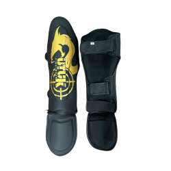 Utuk Hunter Black-Gold Muay Thai Shin Guards 1