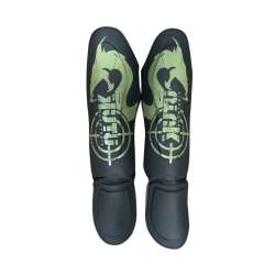 Utuk Hunter Black and Green Muay Thai Shin Guards