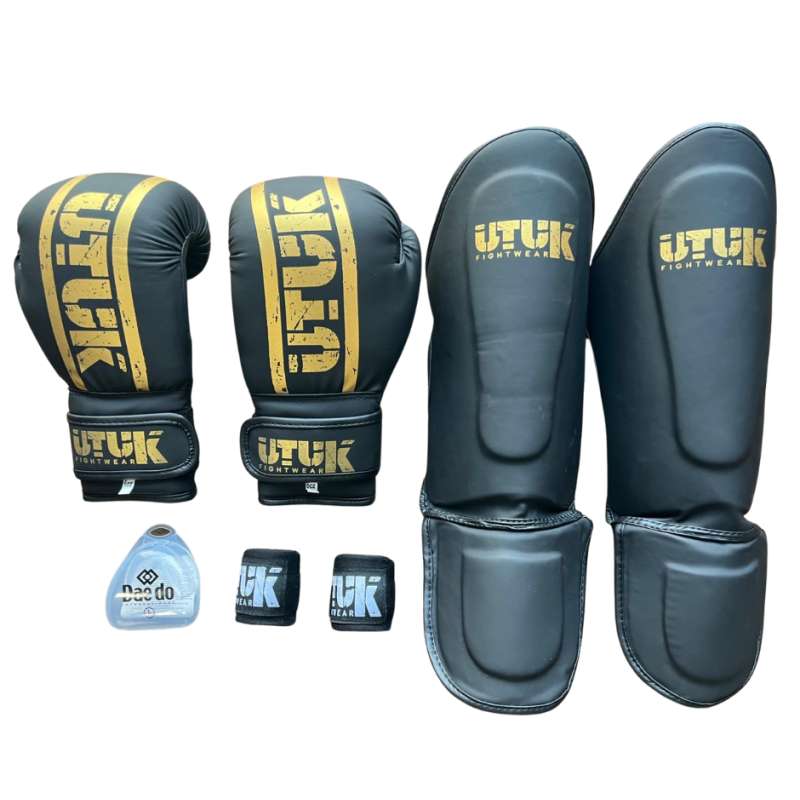 Kid's Muay Thai Equipment Pack - Black Gold Top