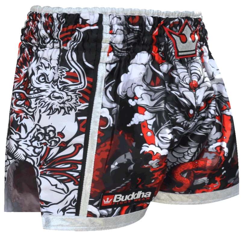 Buddha muay thai shorts dragon red