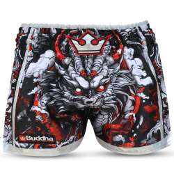 Buddha muay thai shorts dragon red  3