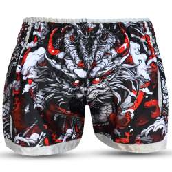 Buddha muay thai shorts dragon red  4