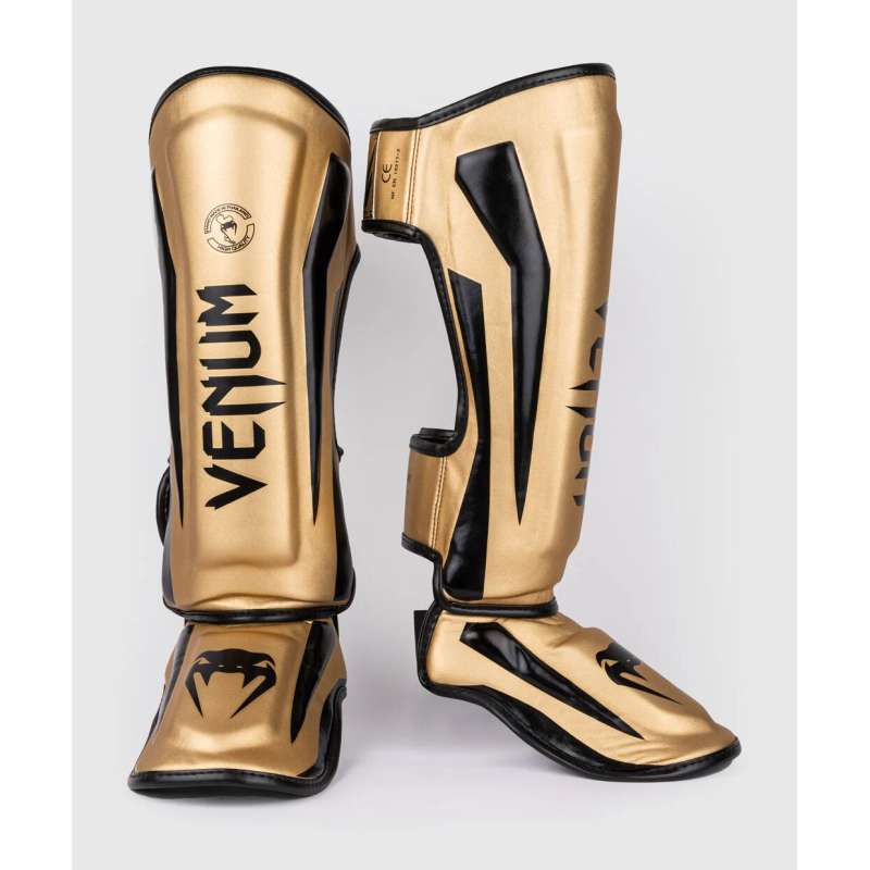 Muay thai shin guards Venum elite standup black gold