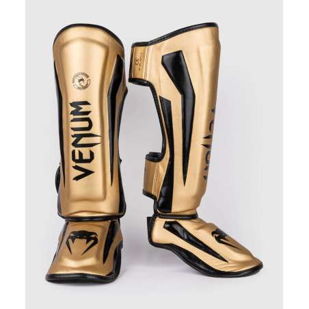 Muay thai shin guards Venum elite standup black gold