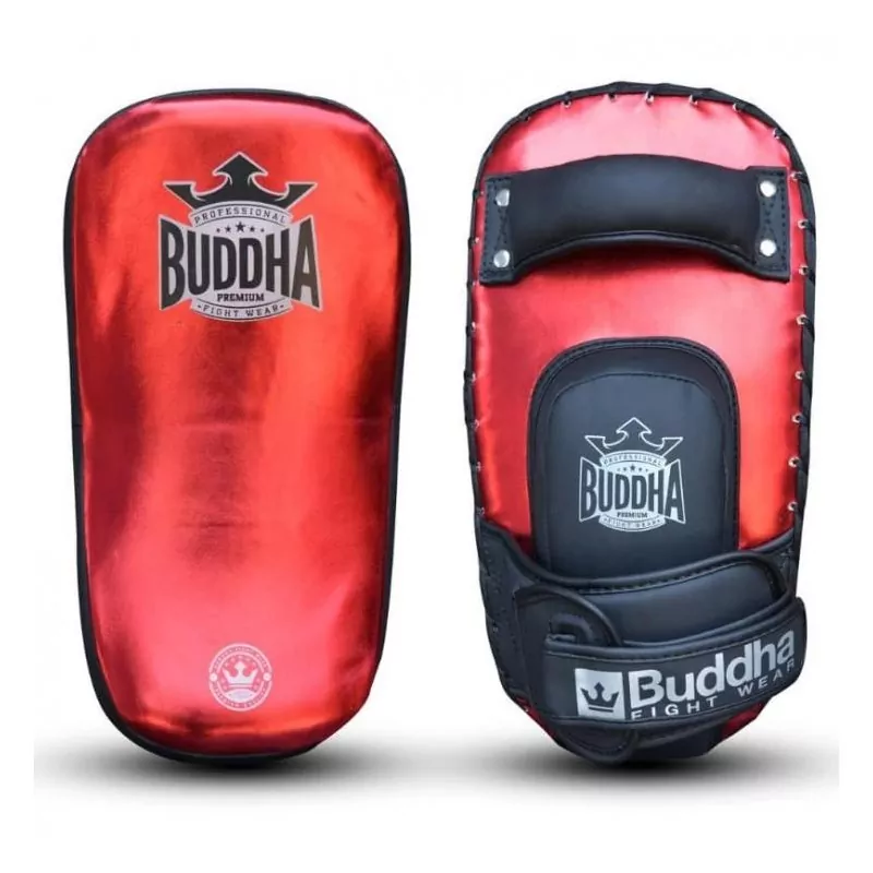 Muay thai paddles Buddha metalic red