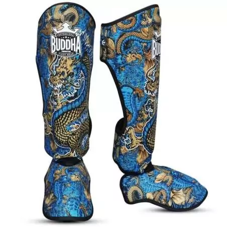 Buddha kick boxing Dragon shin guards blue