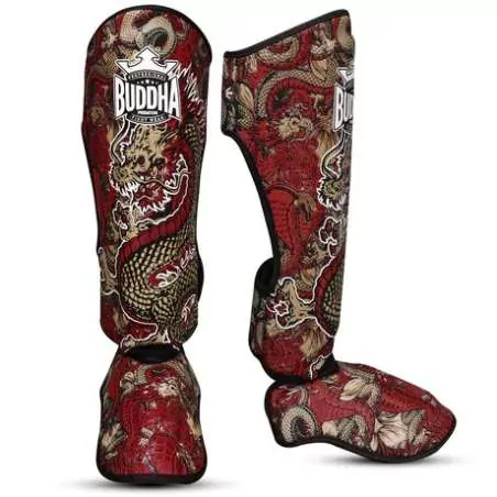 Buddha kick boxing shin guards Dragon (red)