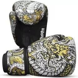 Buddha fantasy dragon muay thai gloves (white) 3