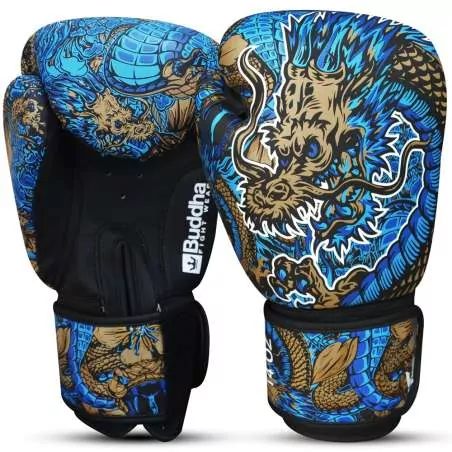 Buddha fantasy dragon boxing gloves (blue)