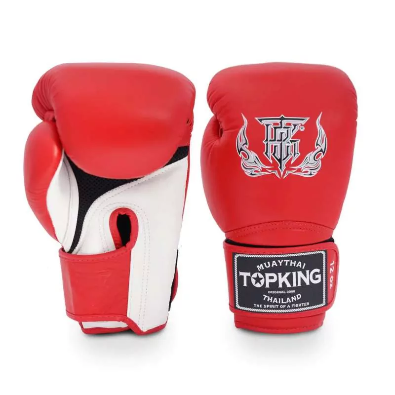 TopKing muay thai gloves super air double tone (red/white)