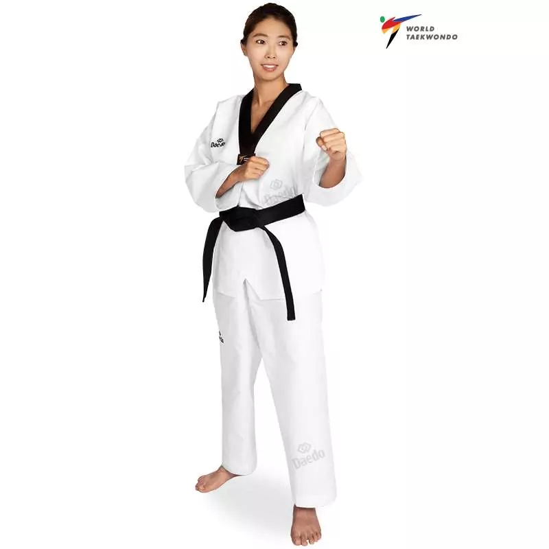 Daedo WT taekwondo dobok black neck